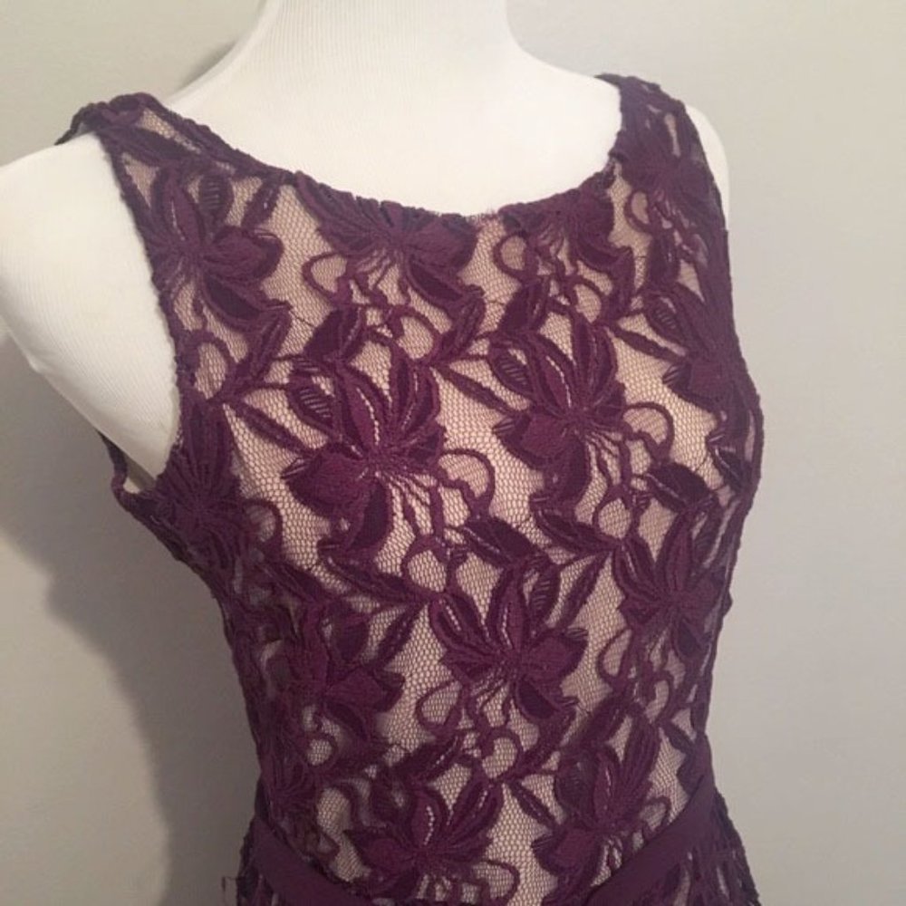 Melonie dress sz 8 purple lace overlay sleeveless